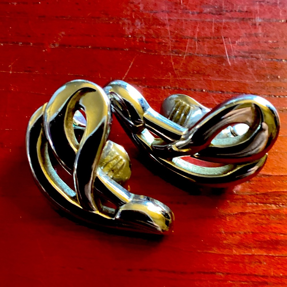 Vintage Monet Silver Clip Earrings